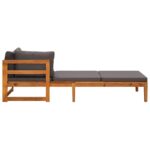 Chaise longue avec 1 accoudoir Gris foncé Bois d'acacia solide – Image 2