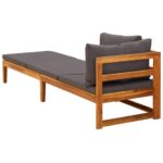 Chaise longue avec 1 accoudoir Gris foncé Bois d'acacia solide – Image 3