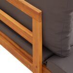 Chaise longue avec 1 accoudoir Gris foncé Bois d'acacia solide – Image 5