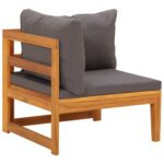 Canapé d'angle avec coussins gris foncé Bois d'acacia solide – Image 2
