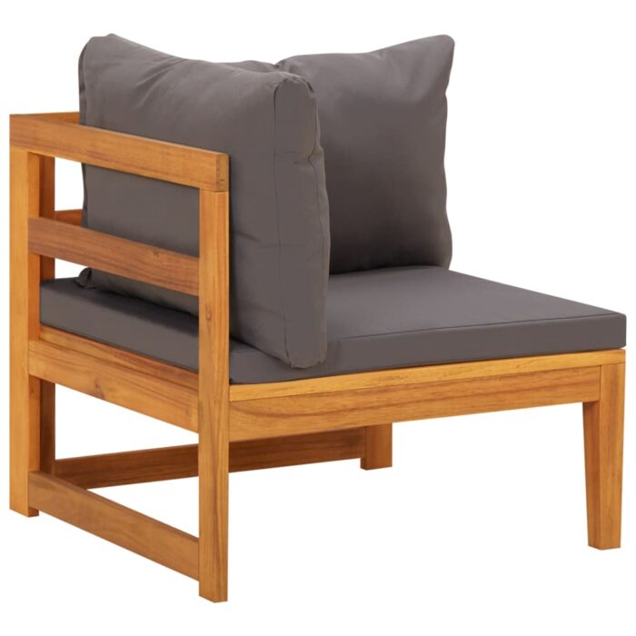 Canapé d'angle avec coussins gris foncé Bois d'acacia solide – Image 2