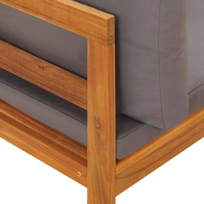 Canapé d'angle avec coussins gris foncé Bois d'acacia solide – Image 5