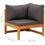 Canapé d'angle avec coussins gris foncé Bois d'acacia solide – Image 7
