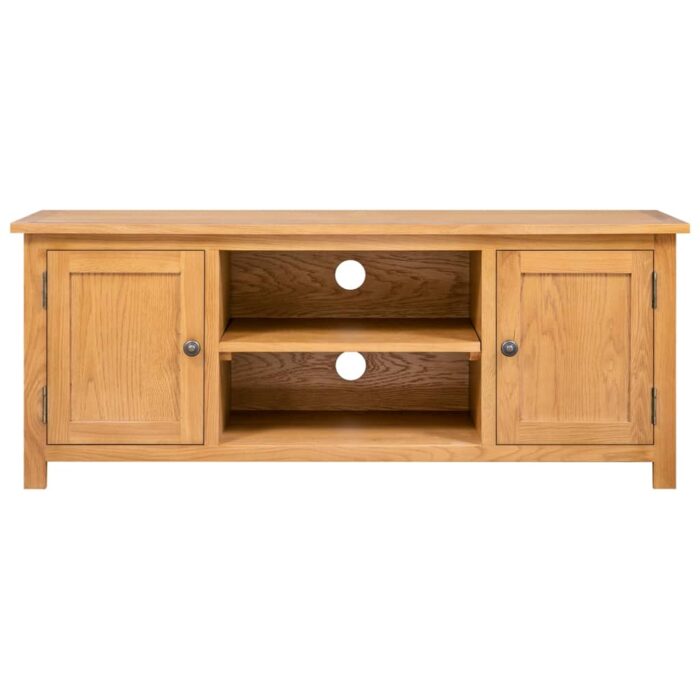 Meuble TV 110x35x44 cm Bois de chêne massif – Image 3
