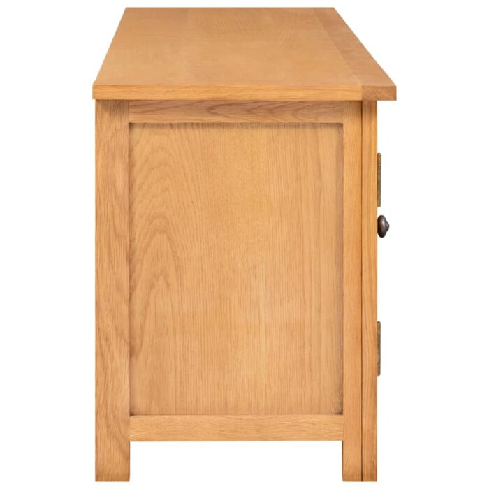 Meuble TV 110x35x44 cm Bois de chêne massif – Image 4