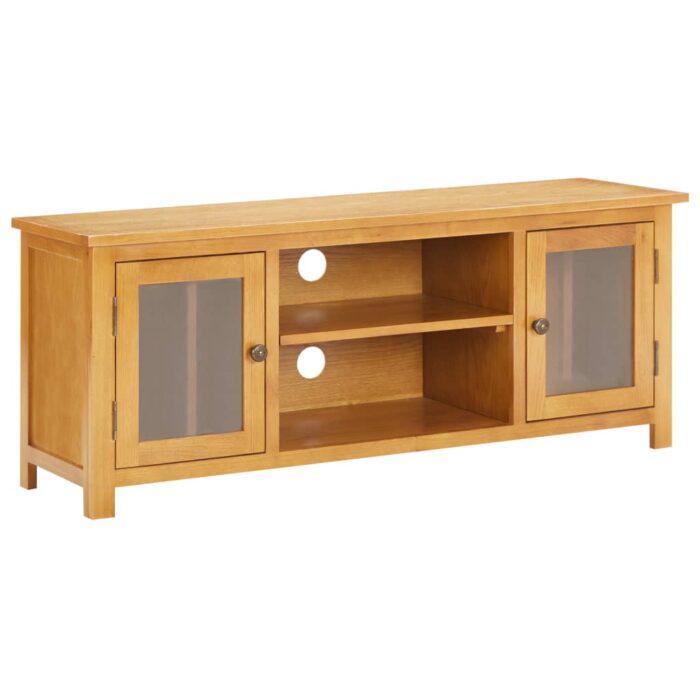 Meuble TV 110x35x44 cm Bois de chêne massif – Image 1