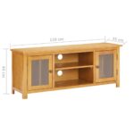 Meuble TV 110x35x44 cm Bois de chêne massif – Image 7