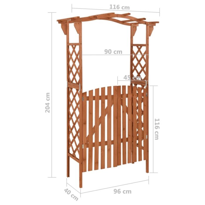 Pergola avec portail 116x40x204 cm Bois de sapin massif – Image 5