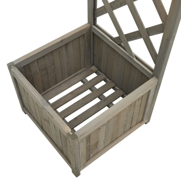 Pergola de jardin avec jardinière Gris Bois pin massif – Image 3