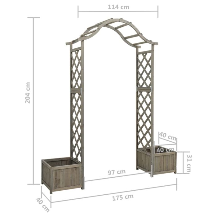 Pergola de jardin avec jardinière Gris Bois pin massif – Image 4