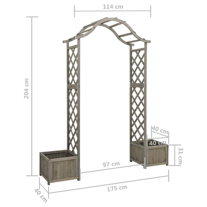 Pergola de jardin avec jardinière Gris Bois pin massif – Image 5