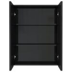 Armoire à miroir de salle de bain 60x15x75 cm MDF Noir brillant – Image 2