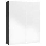 Armoire à miroir de salle de bain 60x15x75 cm MDF Noir brillant – Image 3