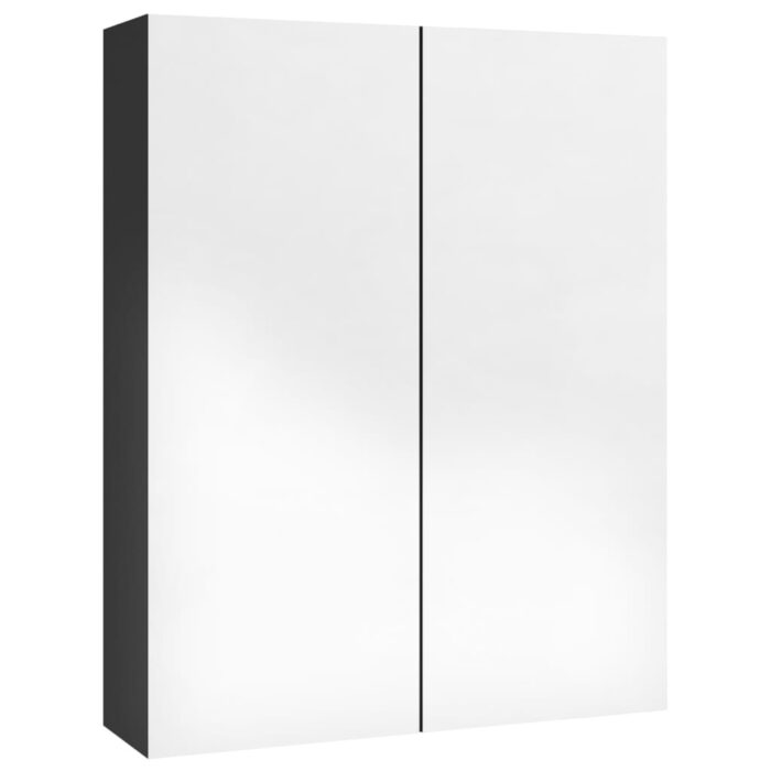 Armoire à miroir de salle de bain 60x15x75 cm MDF Noir brillant – Image 3