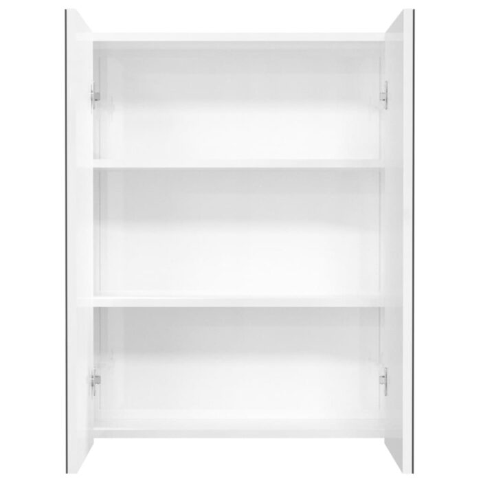 Armoire à miroir de salle de bain 60x15x75cm MDF Blanc brillant – Image 2
