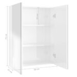 Armoire à miroir de salle de bain 60x15x75cm MDF Blanc brillant – Image 6
