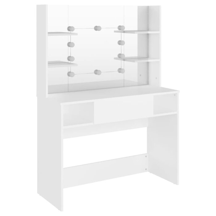 Table de maquillage avec éclairage LED 100x40x135 cm MDF Blanc – Image 3