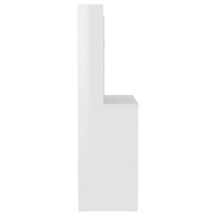 Table de maquillage avec éclairage LED MDF Blanc brillant – Image 2