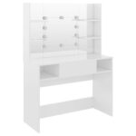 Table de maquillage avec éclairage LED MDF Blanc brillant – Image 3