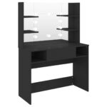 Table de maquillage avec éclairage LED 100x40x135 cm MDF Noir – Image 3