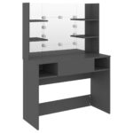 Table de maquillage avec éclairage LED 100x40x135 cm MDF Gris – Image 3