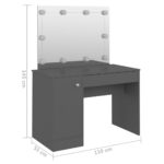 Table de maquillage avec éclairage LED 110x55x145 cm MDF Gris – Image 4