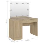 Table de maquillage avec éclairage LED 110x55x145 cm MDF Chêne – Image 4
