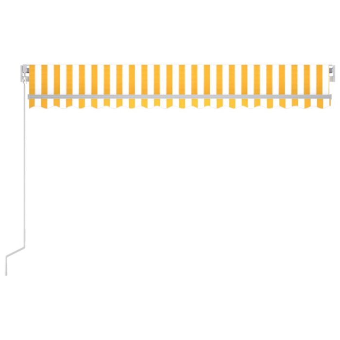 Auvent manuel rétractable avec LED 450x300 cm Jaune et blanc – Image 2