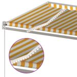 Auvent manuel rétractable avec LED 450x300 cm Jaune et blanc – Image 3