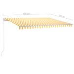 Auvent manuel rétractable avec LED 450x300 cm Jaune et blanc – Image 5