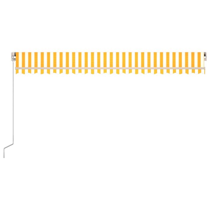 Auvent manuel rétractable avec LED 500x300 cm Jaune et blanc – Image 2