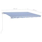 Auvent manuel rétractable avec LED 400x350 cm Bleu et blanc – Image 5