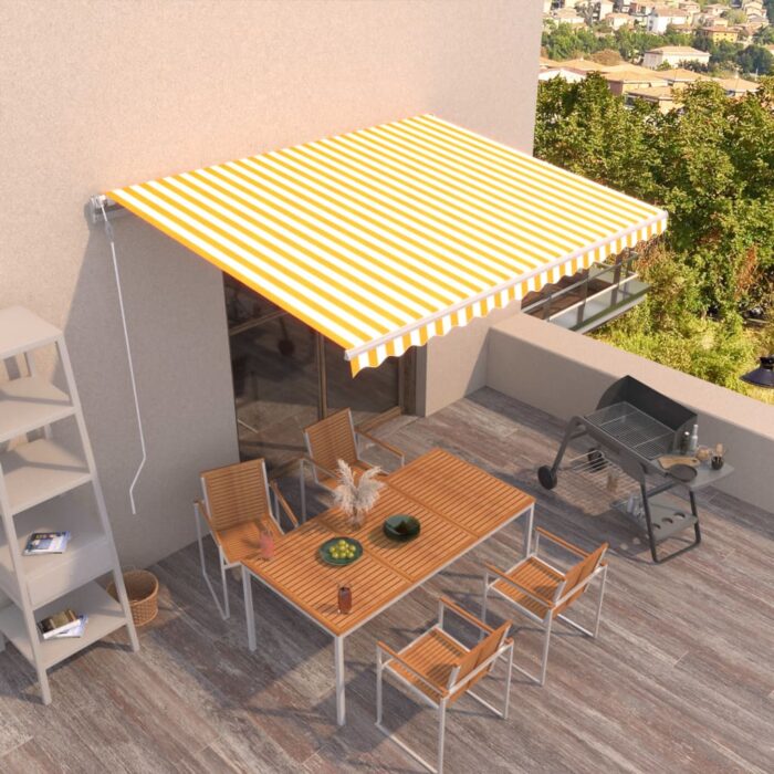VXL8720286393123_m_en_hd_1.jpg Auvent rétractable automatique 400x350 cm Jaune et blanc – Image 1