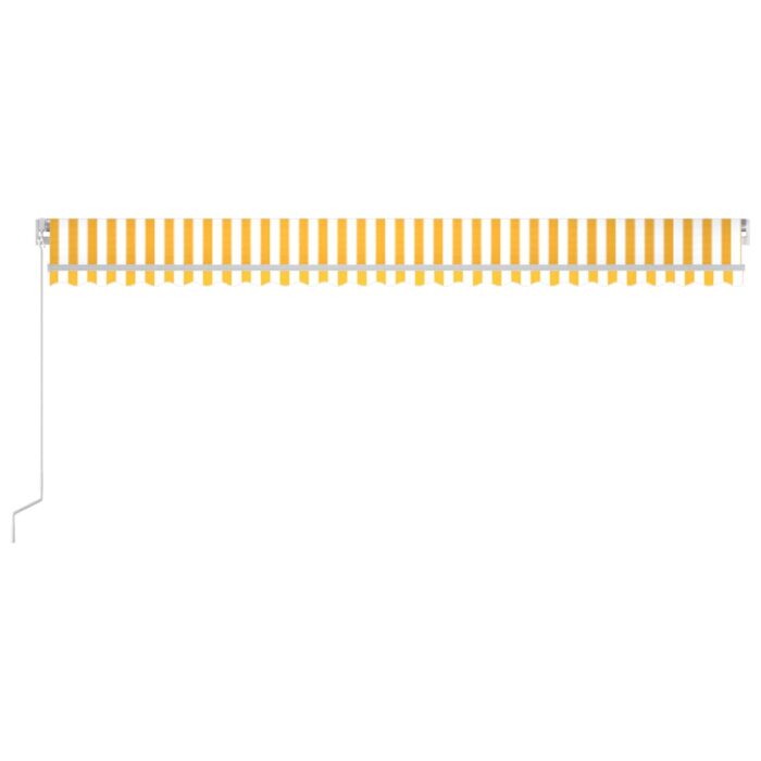 Auvent manuel rétractable avec LED 600x350 cm Jaune et blanc – Image 2