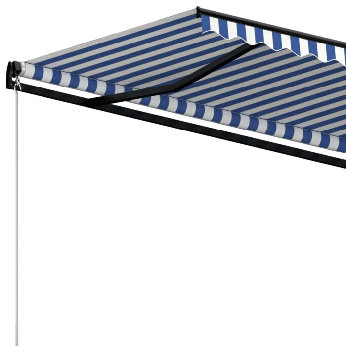 Auvent manuel rétractable 400x350 cm Bleu et blanc – Image 3