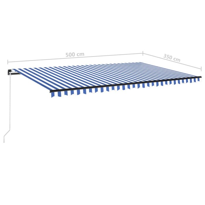 Auvent manuel rétractable 500x350 cm Bleu et blanc – Image 5