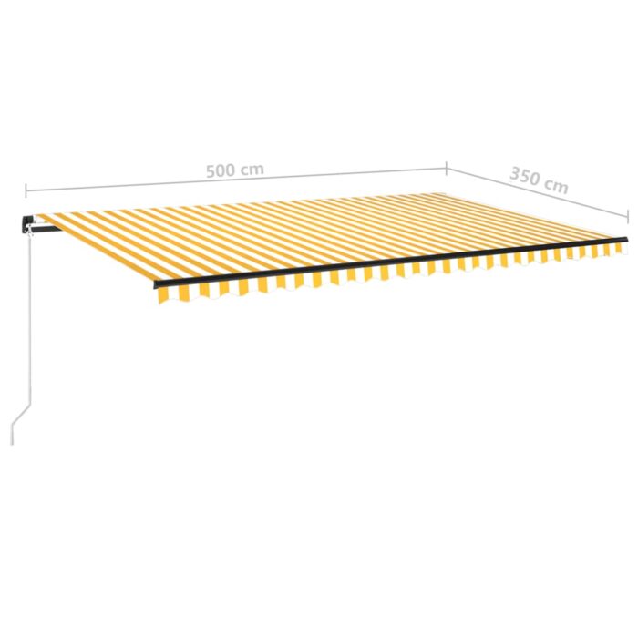 Auvent manuel rétractable avec LED 500x350 cm Jaune et blanc – Image 5