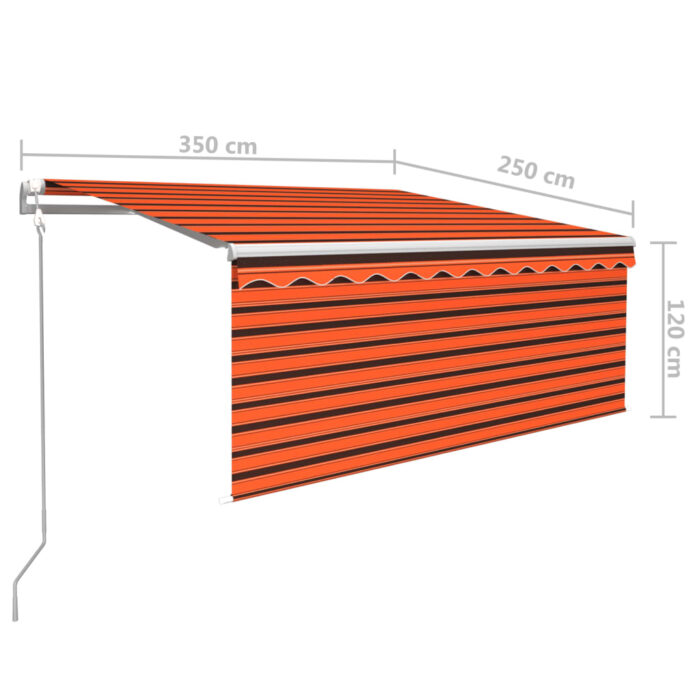 Auvent rétractable automatique store 3,5x2,5 m Orange et marron – Image 7