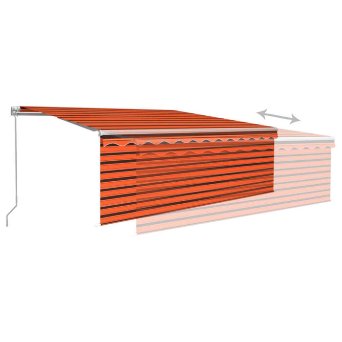 Auvent manuel rétractable et store et LED 4,5x3 m Orange/marron – Image 2