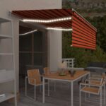 Auvent manuel rétractable et store et LED 4,5x3 m Orange/marron