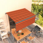 Auvent rétractable automatique store 3,5x2,5 m Orange et marron