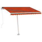 Auvent manuel rétractable avec LED 300x250 cm Orange et marron – Image 2