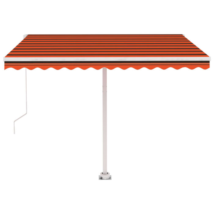Auvent manuel rétractable avec LED 300x250 cm Orange et marron – Image 4