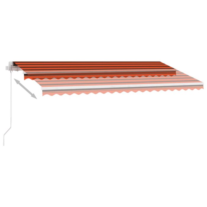 Auvent manuel rétractable avec LED 400x300 cm Orange et marron – Image 3