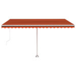 Auvent manuel rétractable avec LED 400x300 cm Orange et marron – Image 4