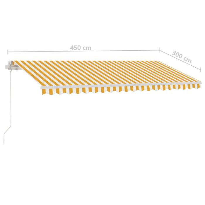 Auvent manuel rétractable avec LED 450x300 cm Jaune et blanc – Image 10