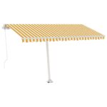 Auvent manuel rétractable avec LED 450x300 cm Jaune et blanc – Image 2