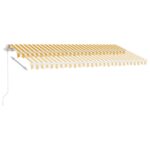 Auvent manuel rétractable avec LED 450x300 cm Jaune et blanc – Image 4