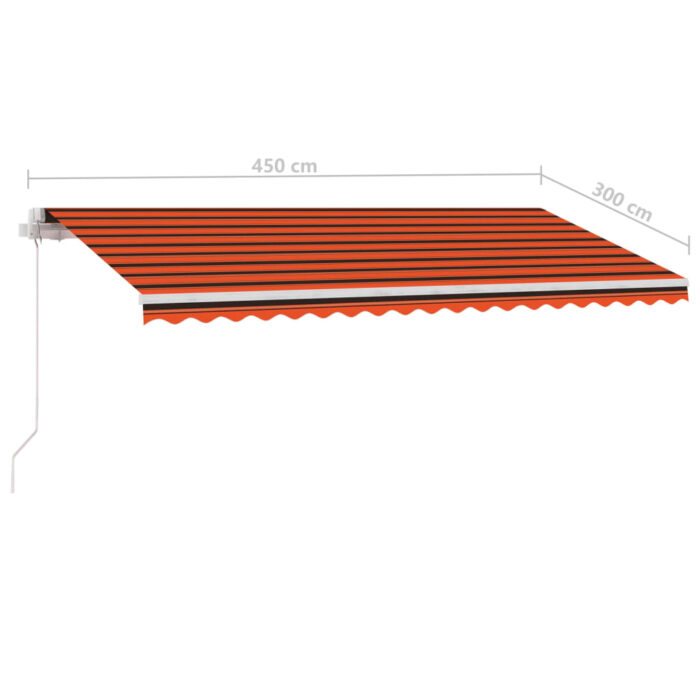 Auvent manuel rétractable avec LED 450x300 cm Orange et marron – Image 10