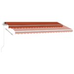 Auvent manuel rétractable avec LED 450x300 cm Orange et marron – Image 4